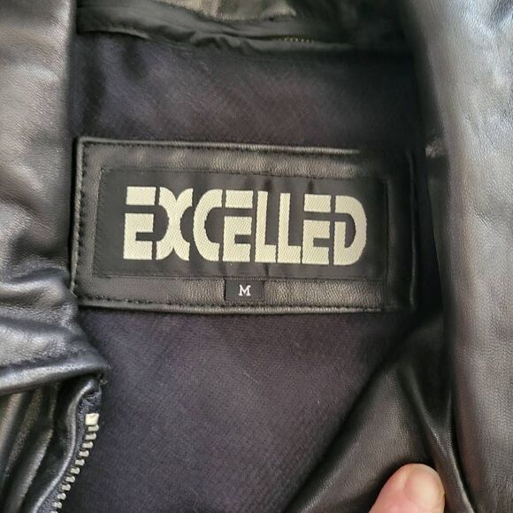 Excelled size medium men's double breasted NWT leather coat motorcycle coat - Picture 8 of 9